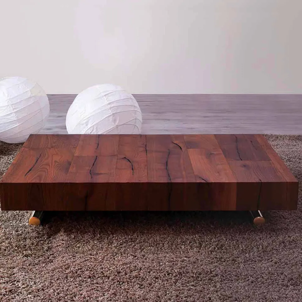 Tavolino da Salotto Trasformabile in Legno e Metallo Made in Italy - Patroclo
