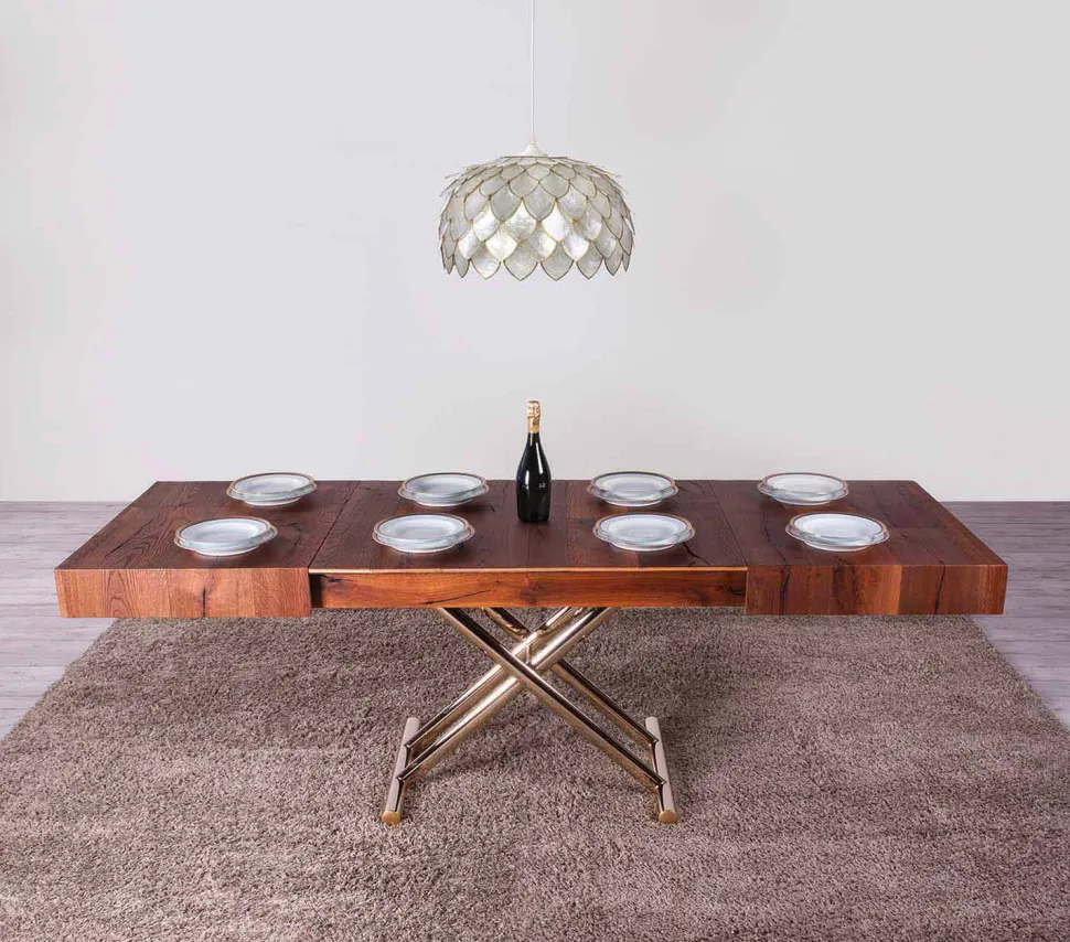Tavolino da Salotto Trasformabile in Legno e Metallo Made in Italy - Patroclo