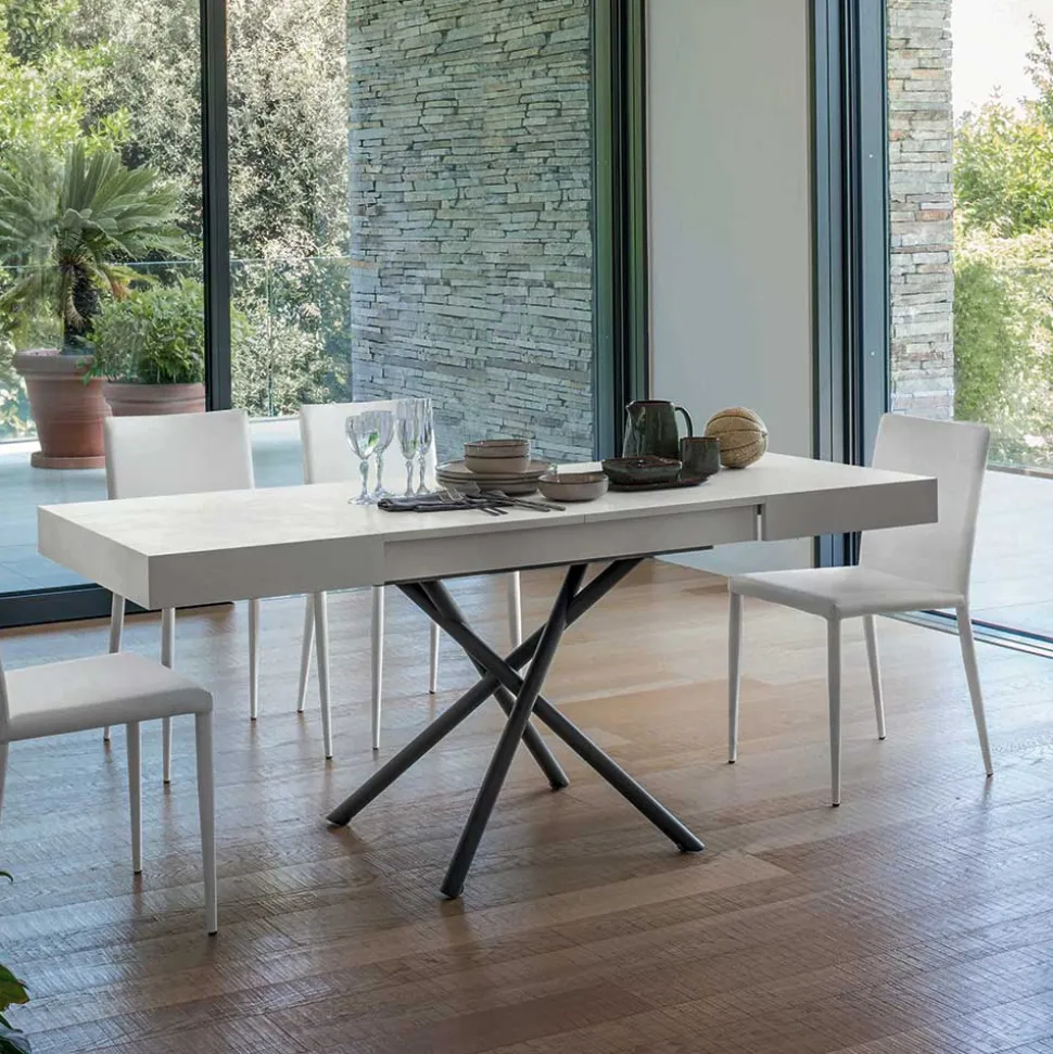 Tavolino da Salotto Trasformabile in Legno e Metallo, Made in Italy - Sanrocco