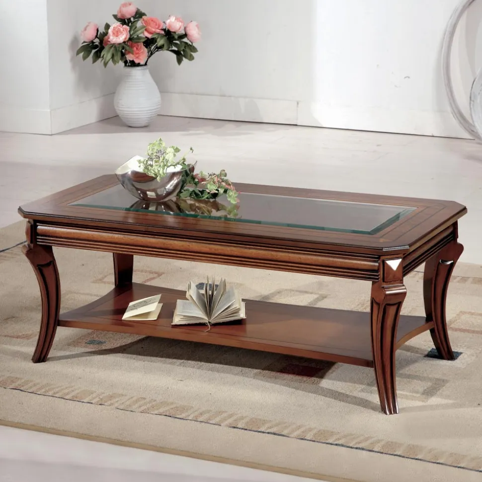 Tavolino da Soggiorno Rettangolare con Piano in Vetro Made in Italy - Gaol