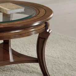 Tavolino da Soggiorno Rotondo con Piano in Vetro Made in Italy - Onatha