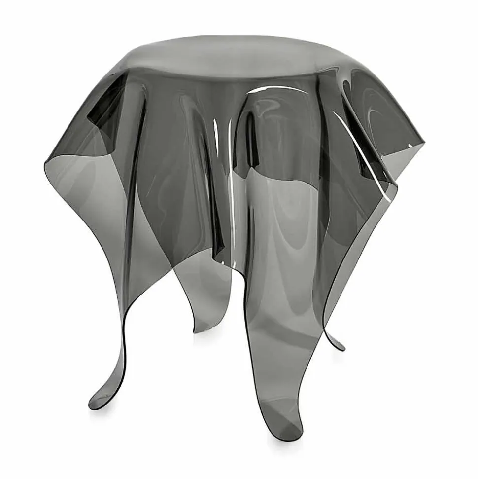 Tavolino design moderno in plexiglass fumé Otto, made in Italy