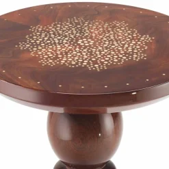 Tavolino di design con piano decoro in ottone, diametro 45 cm, Sanni