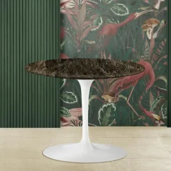 Tavolino Eero Saarinen H 41 con Piano in Marmo Emperador Dark Realizzato in Italia - Scarlet