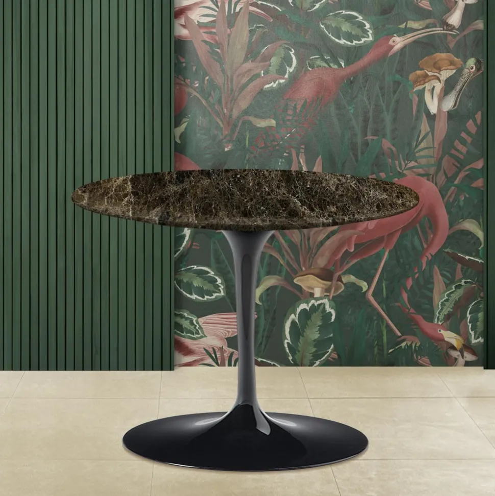 Tavolino Eero Saarinen H 41 con Piano in Marmo Emperador Dark Realizzato in Italia - Scarlet