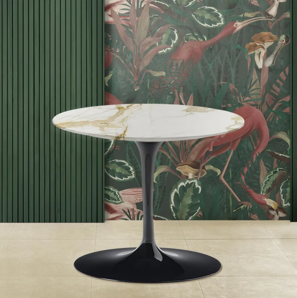 Tavolino Eero Saarinen H 39 con Piano in Marmo Calacatta Oro Made in Italy - Scarlet