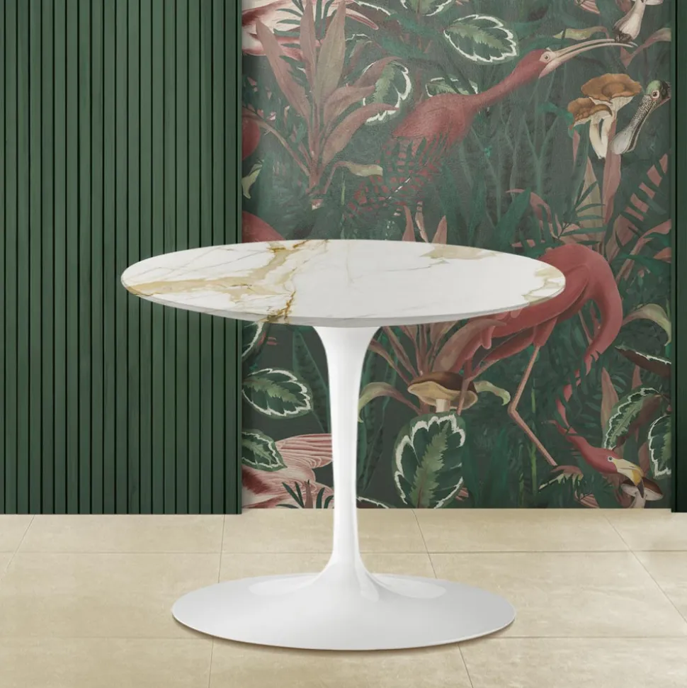 Tavolino Eero Saarinen H 39 con Piano in Marmo Calacatta Oro Made in Italy - Scarlet