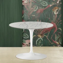 Tavolino Eero Saarinen H 41 in Marmo di Carrara Statuarietto Realizzato in Italia - Scarlet