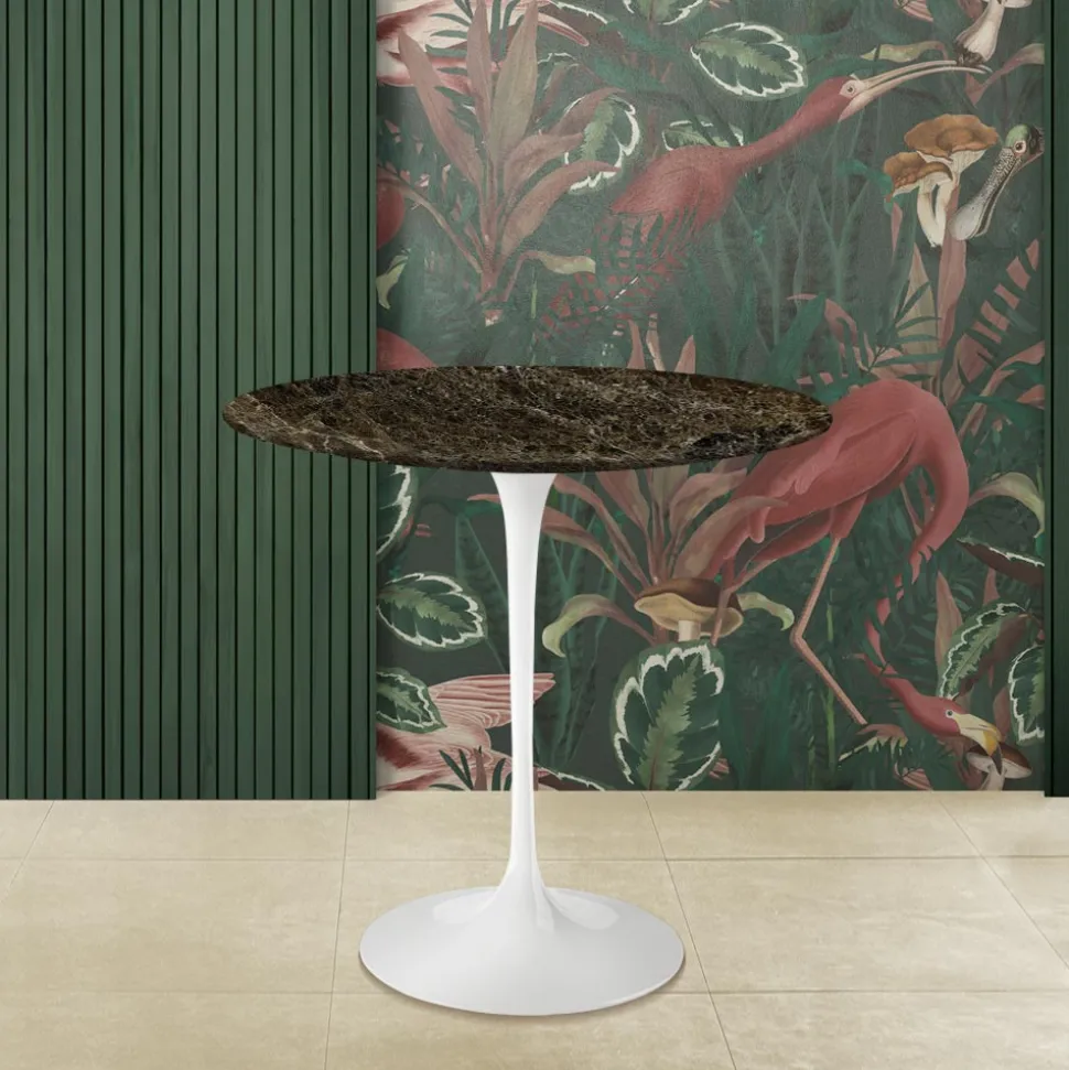 Tavolino Eero Saarinen H 52 Ovale in Marmo Emperador Dark Made in Italy - Scarlet