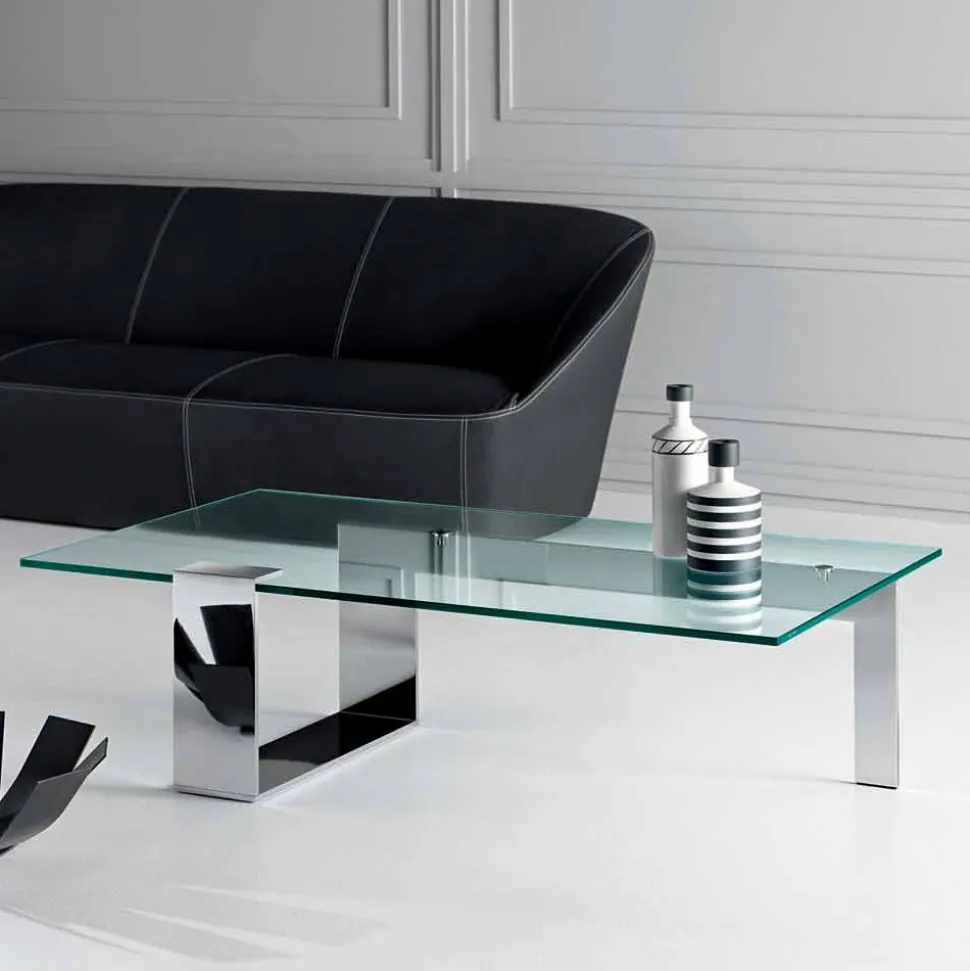 Tavolino in Vetro Extrachiaro da Salotto di Design Moderno Made in Italy – Scoby