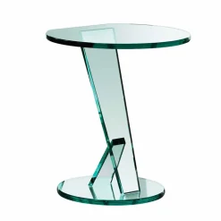 Tavolino Lato Divano da Salotto in Vetro Extrachiaro Made in Italy - Tarzan