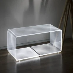 Tavolino Luminoso Led Acrilico Trasparente Decoro Inciso a Laser - Robiola