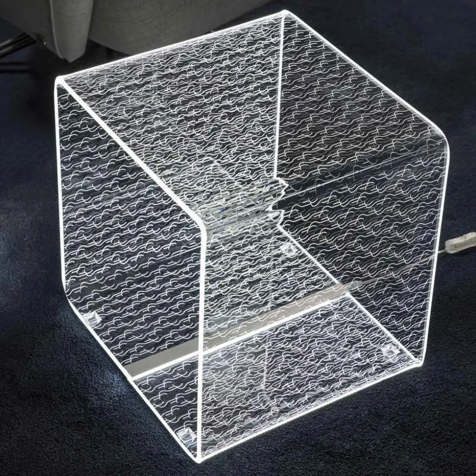 Tavolino Luminoso LED RGB Acrilico Trasparente Decoro Laser - Robiola