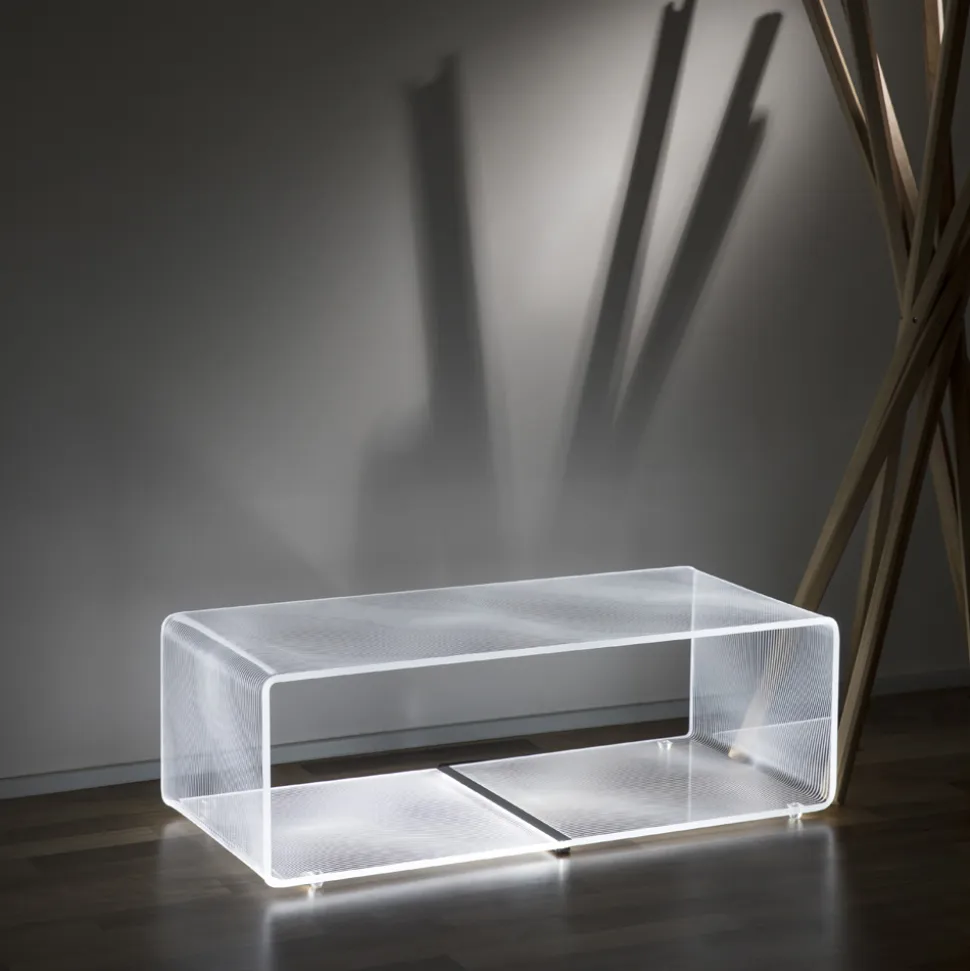 Tavolino Luminoso LED RGB Acrilico Trasparente Decoro Laser - Robiola