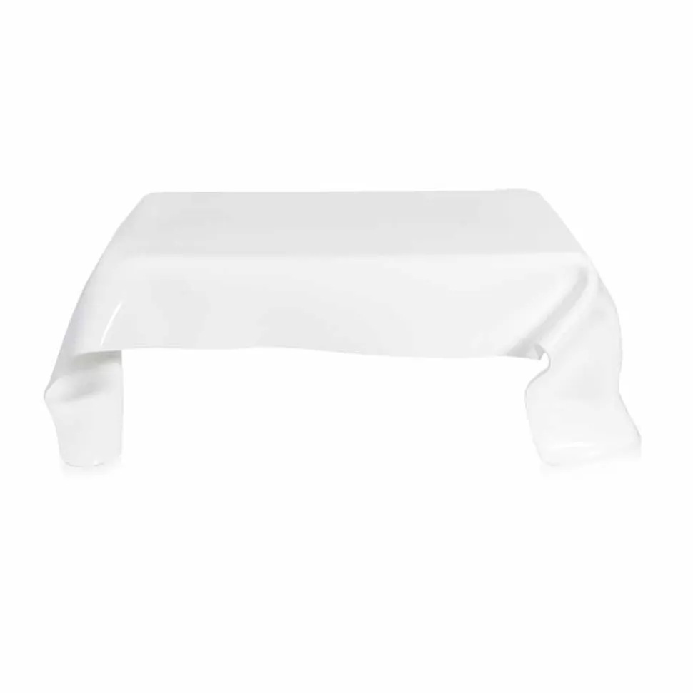 Tavolino moderno in plexiglass bianco drappeggiato Asia, made in Italy