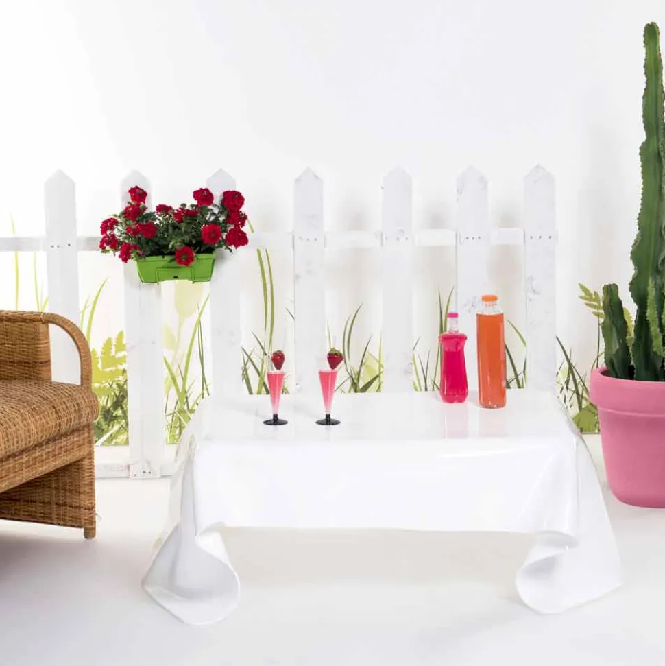 Tavolino moderno in plexiglass bianco drappeggiato Asia, made in Italy