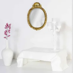 Tavolino moderno in plexiglass bianco drappeggiato Asia, made in Italy