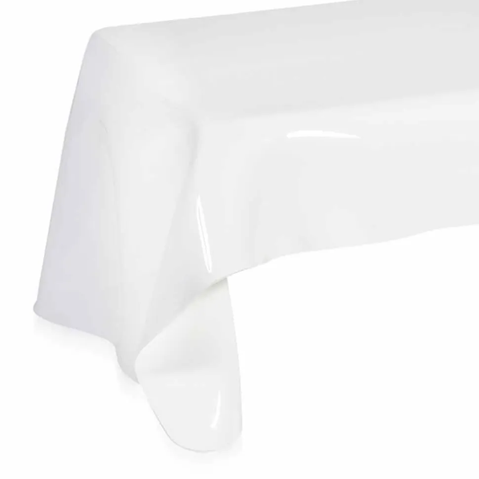Tavolino moderno in plexiglass bianco drappeggiato Asia, made in Italy