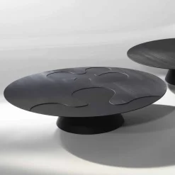 Tavolino moderno nero realizzato in legno di larice laccato Giglio