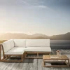 Tavolino o Pouf da Esterno in Teak Naturale e Cuscini - Circe