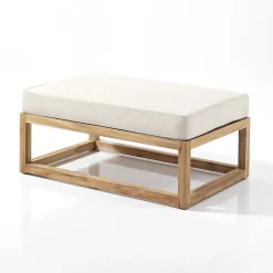 Tavolino o Pouf da Esterno in Teak Naturale e Cuscini - Circe