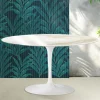 Tavolino Ovale Tulip Saarinen H 41 cm in Ceramica Florim Calacatta Gold Lucido - Scarlet