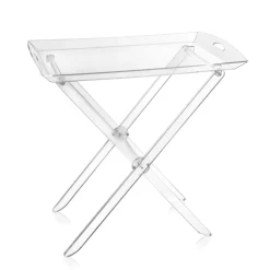Tavolino Pieghevole con Vassoio in Plexiglass Trasparente 2 Misure - Robbie
