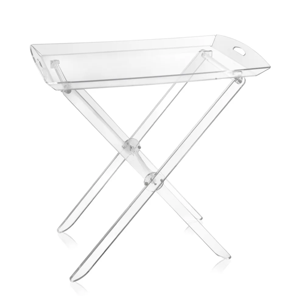 Tavolino Pieghevole con Vassoio in Plexiglass Trasparente 2 Misure - Robbie