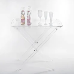 Tavolino Pieghevole con Vassoio in Plexiglass Trasparente 2 Misure - Robbie