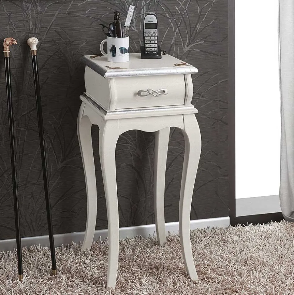 Tavolino Porta Telefono Stile Classico in Legno Made in Italy - Hastings