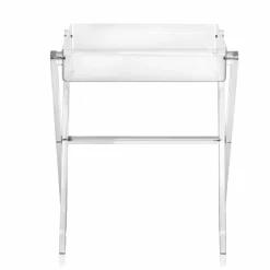 Tavolino portavivande trasparente di design Olivia made in Italy
