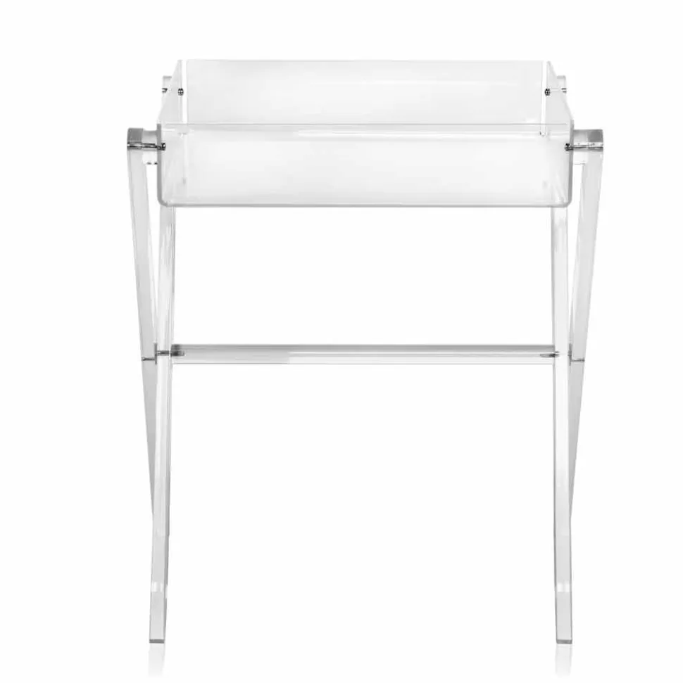 Tavolino portavivande trasparente di design Olivia made in Italy