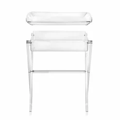Tavolino portavivande trasparente di design Olivia made in Italy