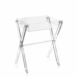 Tavolino portavivande trasparente di design Olivia made in Italy