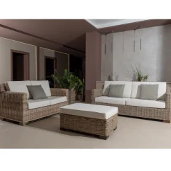Tavolino-Pouf da Giardino in Kubù Grigio con Cuscino – Cerys
