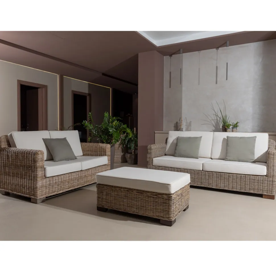 Tavolino-Pouf da Giardino in Kubù Grigio con Cuscino – Cerys