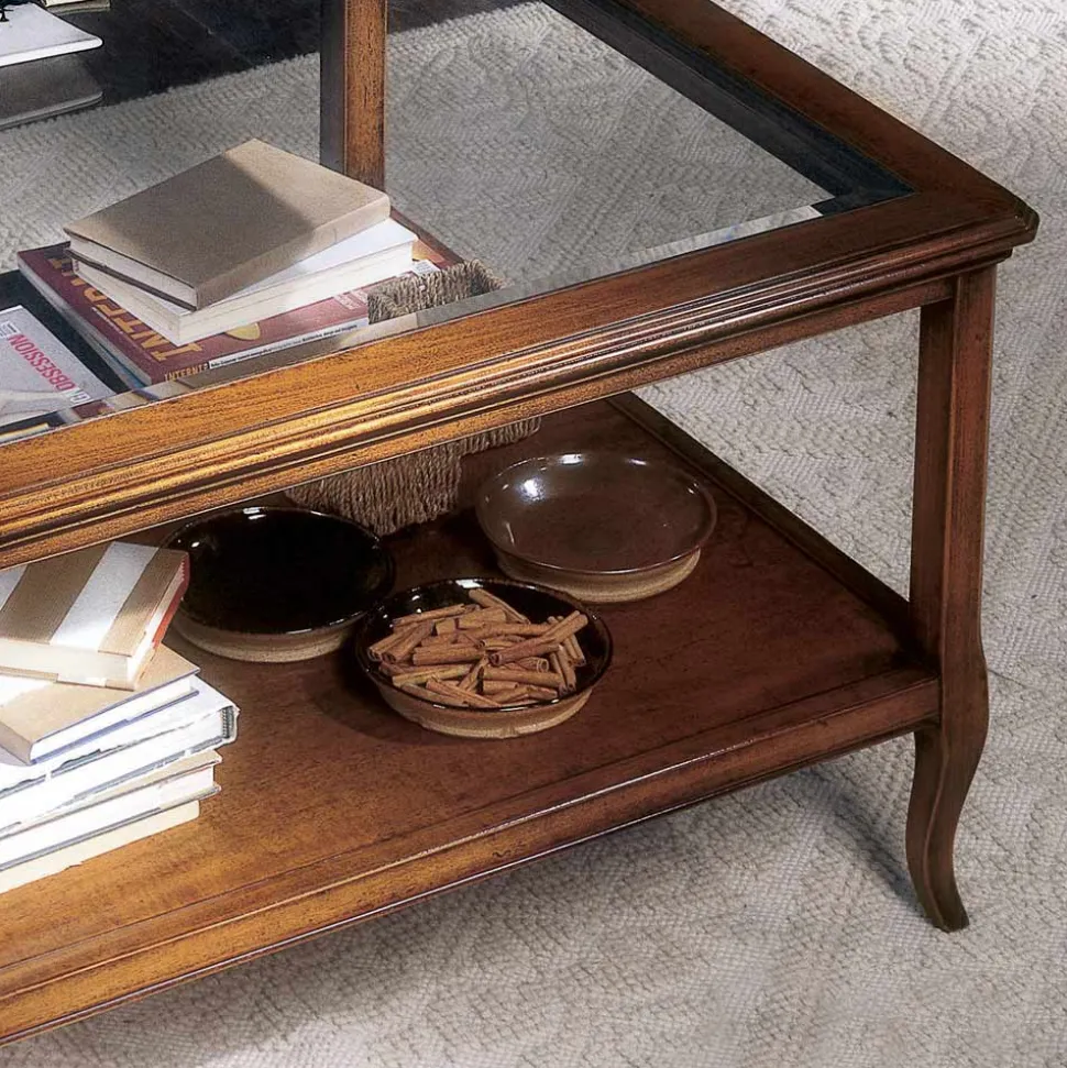 Tavolino Quadrato da Salotto con Piano in Vetro Made in Italy - Tepeyoti