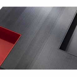 Tavolino quadrato design moderno Iris, vassoi incorporati estraibili