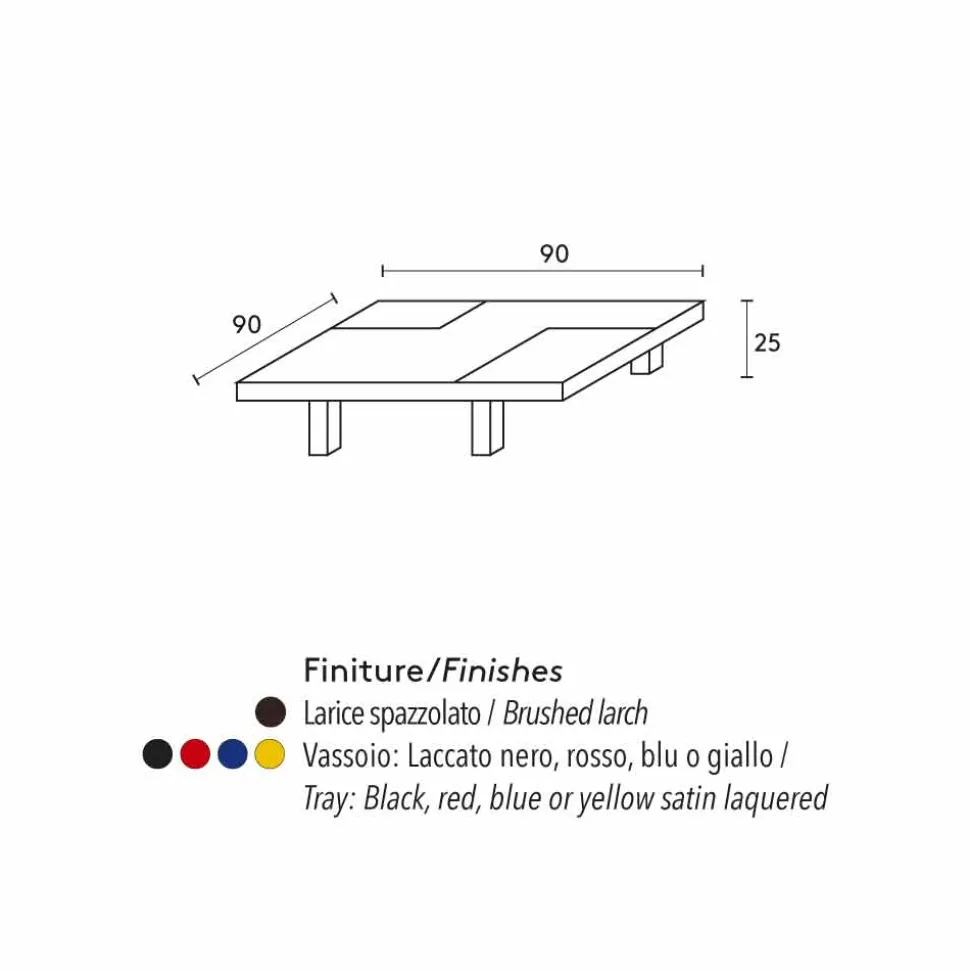 Tavolino quadrato design moderno Iris, vassoi incorporati estraibili