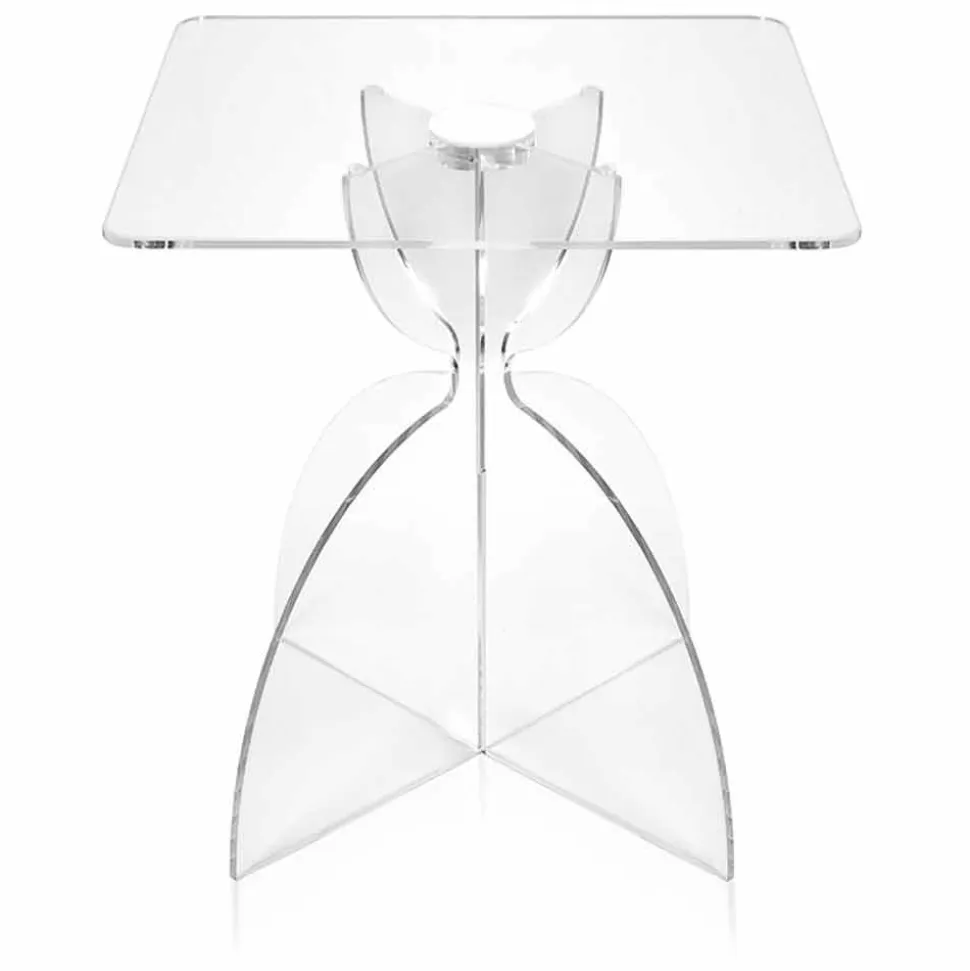 Tavolino quadrato di design, in PMMA trasparente Laives