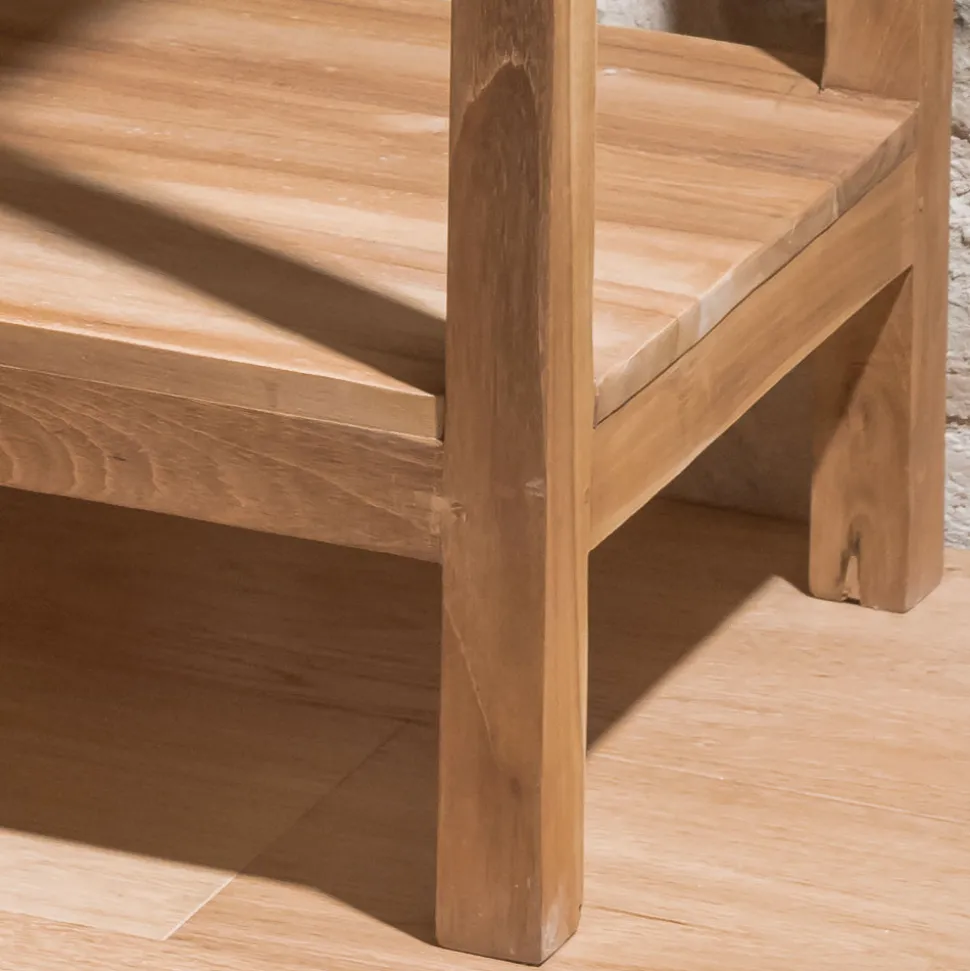 Tavolino Realizzato in Legno Teak Massello con 1 Cassetto - Acrilico