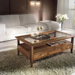Tavolino Rettangolare con 4 Cassetti e 2 Tiretti in Legno Made in Italy - Ade