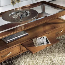 Tavolino Rettangolare con 4 Cassetti e 2 Tiretti in Legno Made in Italy - Ade