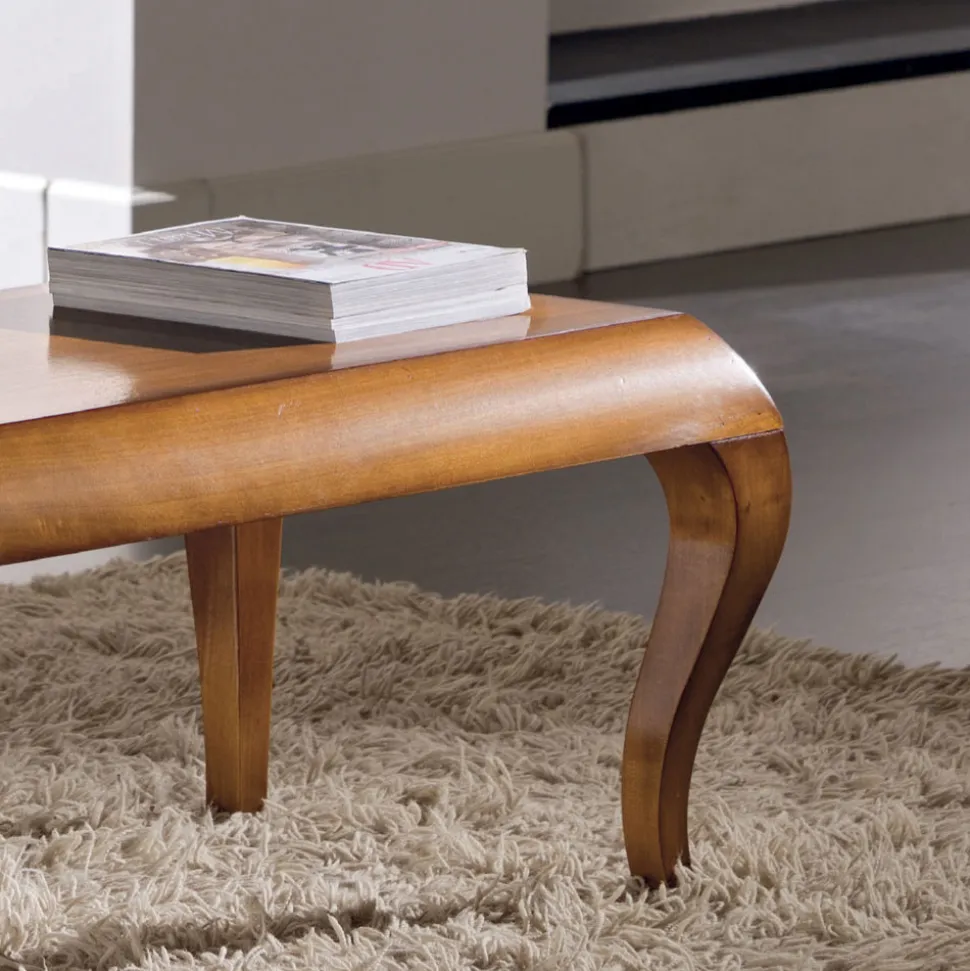 Tavolino Rettangolare da Soggiorno in Legno Ciliegio Patinato Made in Italy - Ares