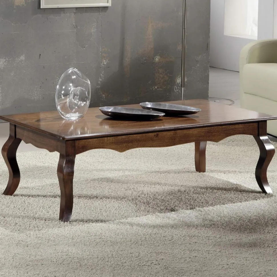 Tavolino Rettangolare da Soggiorno in Legno Noce Patinato Made in Italy - Afrodite