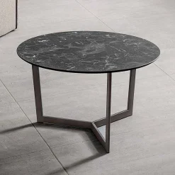 Tavolino Rotondo da Salotto con Piano in Hpl Realizzato in Italia - Mina
