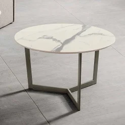 Tavolino Rotondo da Salotto con Piano in Hpl Realizzato in Italia - Mina