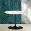 Tavolino Rotondo Tulip Saarinen H 41 cm in Ceramica Florim Calacatta Gold Lucido - Scarlet