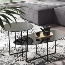 Tavolino Salotto con Piano in Vetro Effetto Specchio Made in Italy - Sedona