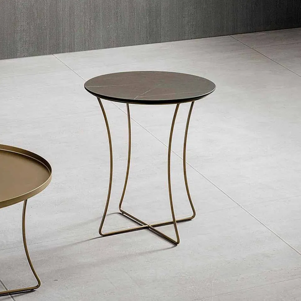 Tavolino Salotto in Metallo Verniciato con Piano in Hpl Made in Italy - Numbo